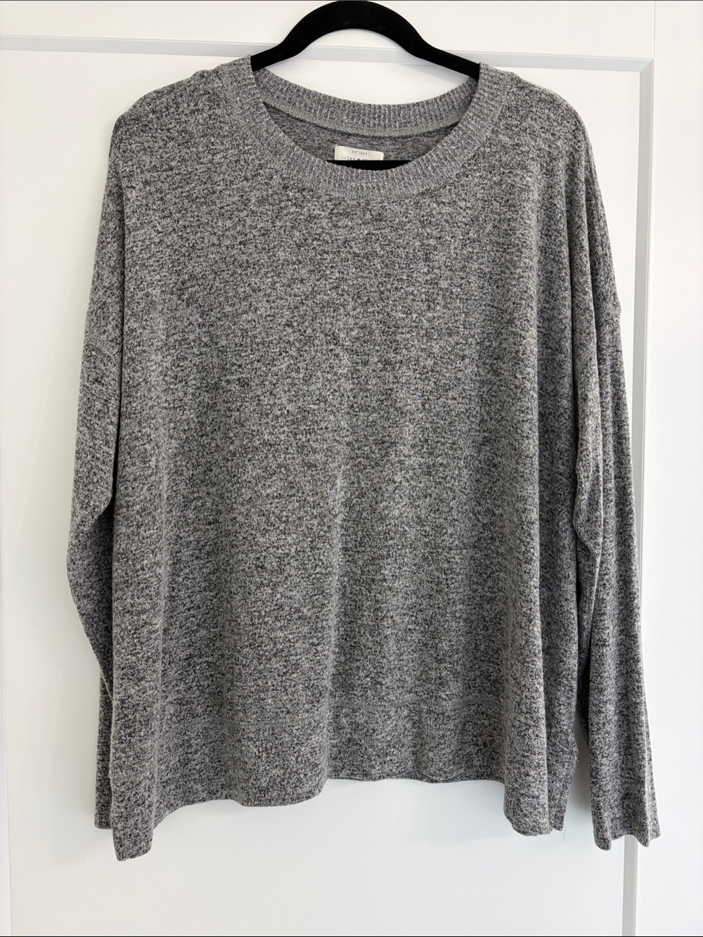 Lucky Brand Womens Gray Marled Crewneck Sweater